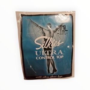Silkies Ultra Control Top Pantyhose - Vintage Blue Packaging--Size Large--Taupe
